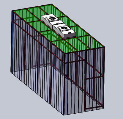 Quarto de limpeza de parede de vidro de PVC com controlo de pressão positiva/negativa - Sistema de instalação rápida